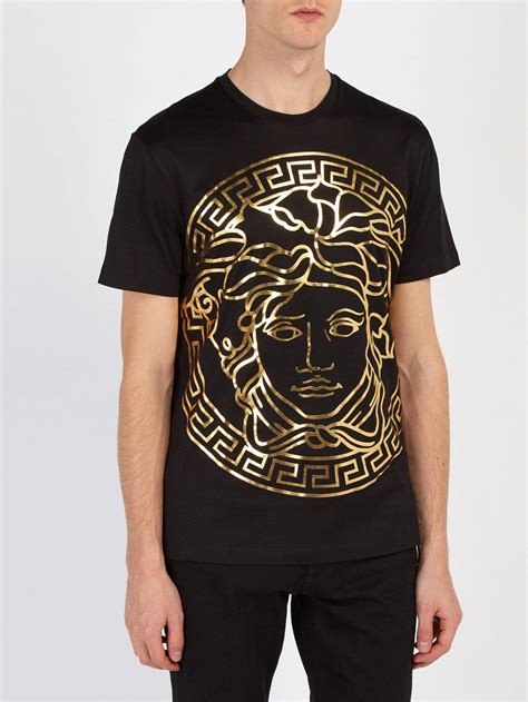 versace men's black and gold shirt|black Versace t shirt.